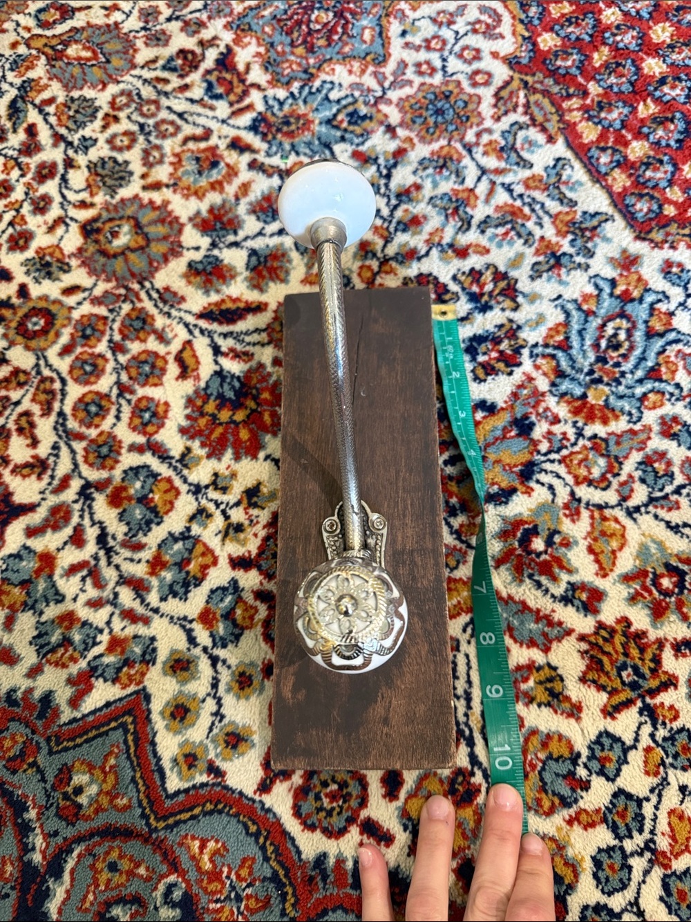 Antique-Style Brass Wall Hook in Silver and White